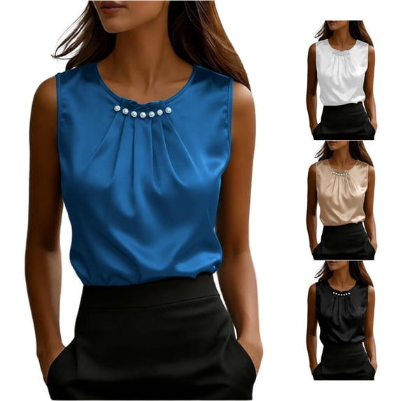 Tanghaowl Tank Tops for Women, Satin Camisole Top Strappy Tank For Layering Under And Casual Wear Blue XXXL