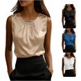 thumbnail image 1 of Tanghaowl Tank Tops for Women, Satin Camisole Top Strappy Tank For Layering Under And Casual Wear Rose Gold L, 1 of 4