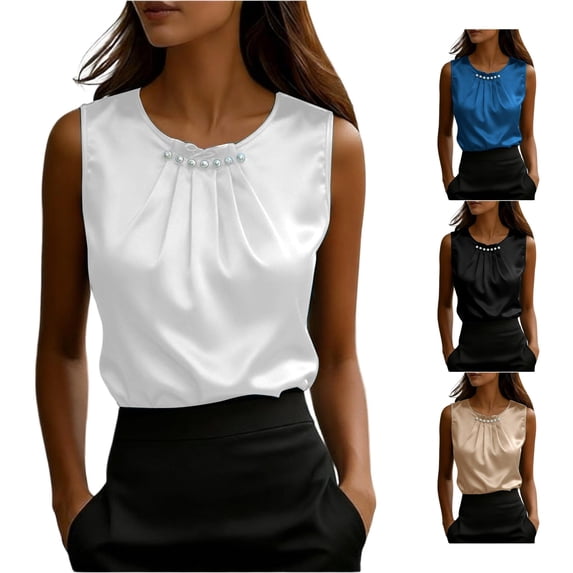 Tanghaowl Tank Tops for Women, Satin Camisole Top Strappy Tank For Layering Under And Casual Wear White XXXL