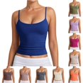 thumbnail image 1 of Tanghaowl Tank Tops for Women, Women Ribbed Knit Adjustable Spaghetti Strap Camisole Top Sleeveless Casual Layering Tank Blue L, 1 of 6
