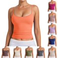 thumbnail image 1 of Tanghaowl Tank Tops for Women, Women Ribbed Knit Adjustable Spaghetti Strap Camisole Top Sleeveless Casual Layering Tank Orange XXL, 1 of 6
