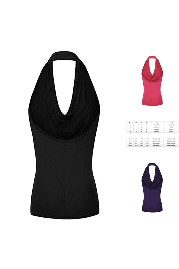 Tank Tops for Women, Women's Drape Backless Neck Sleeveless Vest Blouse Tank Tops Black M