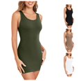 thumbnail image 1 of Tanghaowl Tank Tops for Women, Women's Dress Summer Ribbed Crew Neck Sleeveless Basic Bodycon Tank Dress Green M, 1 of 5