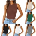 thumbnail image 1 of Tanghaowl Tank Tops for Women, Women's Ribbed Knit Turtleneck Sleeveless Vest Basic Fitted Shirt Top Brown XL, 1 of 5
