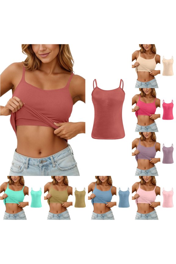 Tank Tops for Women, Women's Suspender Vest Yoga Camisole Top Layering Bottoming Underwear Tank Brick Red XXL