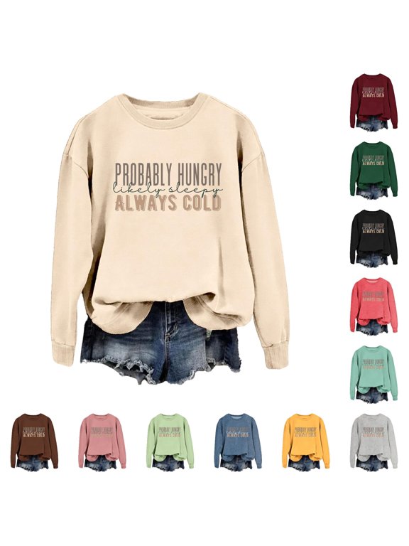 Women Sweatshirt Canadian Maple Leaf Print Round Neck Long Sleeve Casual Hoodie with Nature Inspired Graphic Design Beige XXL
