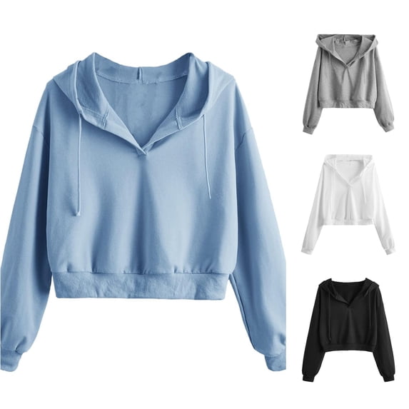 Tanghaowl Women Sweatshirt Casual Hooded Sweatshirt Loose Soft Long Sleeve Pullover Tops Blouse Shirt with Pocket and Soft Material Blue XXL