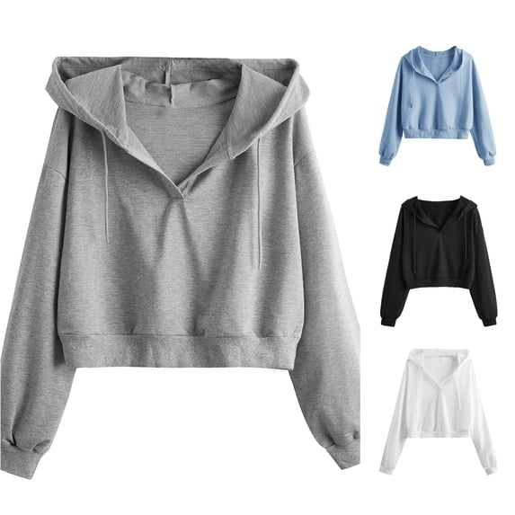 Tanghaowl Women Sweatshirt Casual Hooded Sweatshirt Loose Soft Long Sleeve Pullover Tops Blouse Shirt with Pocket and Soft Material Grey S