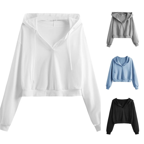 Tanghaowl Women Sweatshirt Casual Hooded Sweatshirt Loose Soft Long Sleeve Pullover Tops Blouse Shirt with Pocket and Soft Material White S