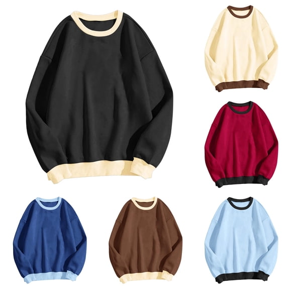 Tanghaowl Women Sweatshirt Daily Home Outdoor Workout Long Sleeve O Neck T Shirt Top Solid Sweatshirt Streetwear with Soft Fabric Black L