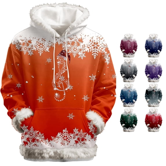Tanghaowl Women Sweatshirt Fashion Hooded Sweatshirt Cozy Soft Casual Pullover Top for Comfortable Loungewear Outfit with Festive Design Orange XXXL