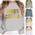 thumbnail image 1 of Tanghaowl Women Sweatshirt Ladies Fashion Casual Letter Printed Round Neck Long Sleeve Off Shoulder Hoodie Top with Soft Fabric Grey M, 1 of 4