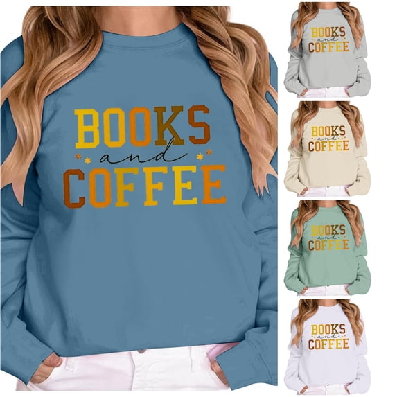 Tanghaowl Women Sweatshirt Ladies Fashion Casual Letter Printed Round Neck Long Sleeve Off Shoulder Hoodie Top with Soft Fabric Navy XXL