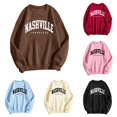 thumbnail image 1 of Tanghaowl Women Sweatshirt Letter Print Oversize Crewneck Long Sleeve Pullover Top with Soft Warm Thermal Fabric Brown S, 1 of 4