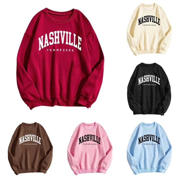 Tanghaowl Women Sweatshirt Letter Print Oversize Crewneck Long Sleeve Pullover Top with Soft Warm Thermal Fabric Red XL