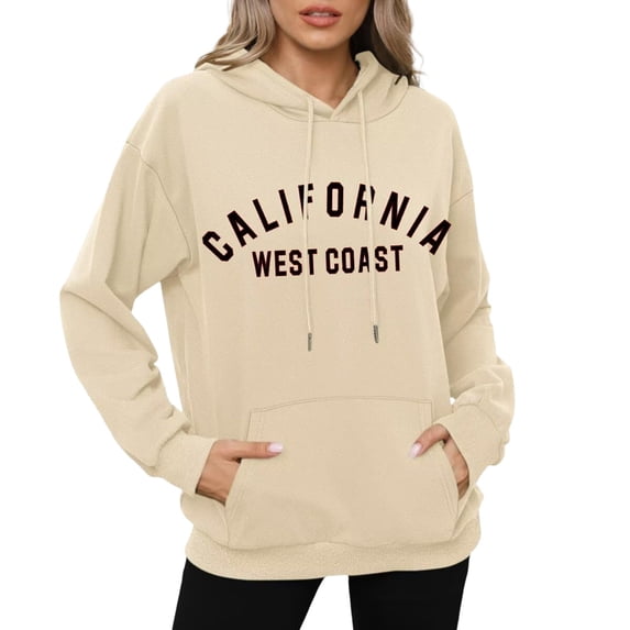 Tanghaowl Women Sweatshirt Oversized Pullover Hoodies Short Velvet Sweaters Long Sleeve Winter Fall Outfits Beige XL