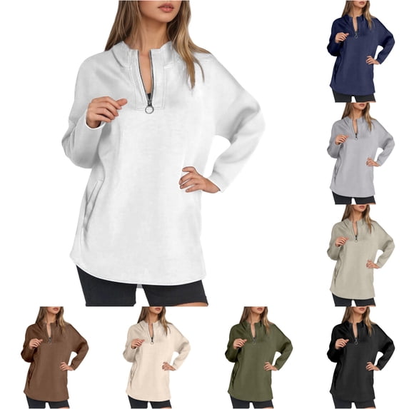 Tanghaowl Women Sweatshirt Oversized Pullover Hoodies Short Velvet Sweaters Long Sleeve Winter Fall Outfits White XL