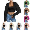 thumbnail image 1 of Tanghaowl Women's Cardigans Women Long Sleeve Open Front Ribbed Knit Crop Cardigan Solid Loose Drop Shoulder Sweater Top Black XL, 1 of 5