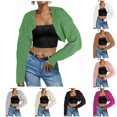 thumbnail image 1 of Tanghaowl Women's Cardigans Women Long Sleeve Open Front Ribbed Knit Crop Cardigan Solid Loose Drop Shoulder Sweater Top Green XXL, 1 of 5