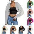 thumbnail image 1 of Tanghaowl Women's Cardigans Women Long Sleeve Open Front Ribbed Knit Crop Cardigan Solid Loose Drop Shoulder Sweater Top Silver L, 1 of 5