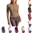 thumbnail image 1 of Tanghaowl Women's Casual Jackets Lightweight Yoga Jacket with Stretchy Fit and Breathable Hoodie Khaki XL, 1 of 4