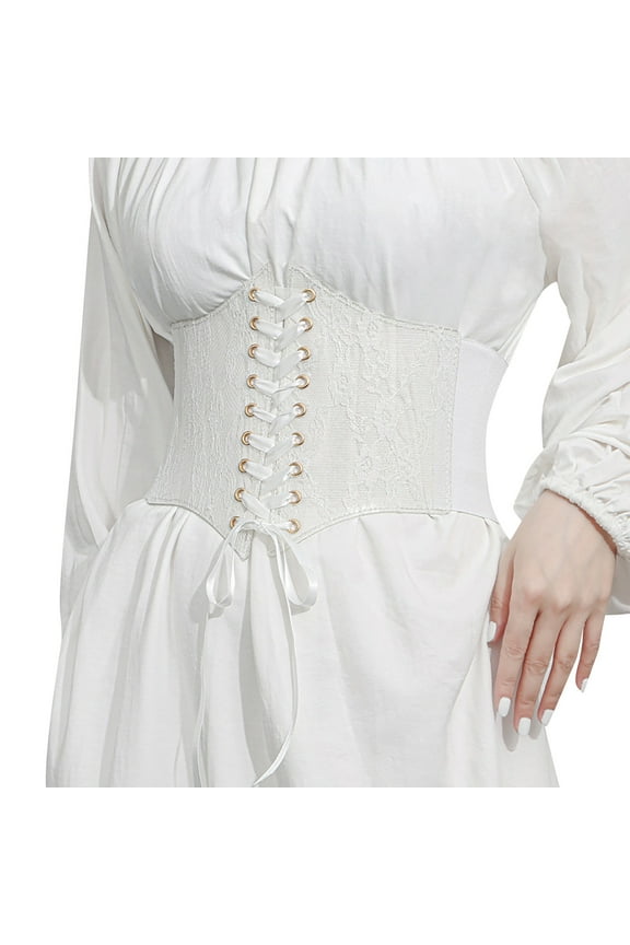 Women 's Corset Belt Tops Lace Up Waist Belt Strapless Underbust Corset Bustier Sheer Mesh Cincher Wide Belt String Belts for Men