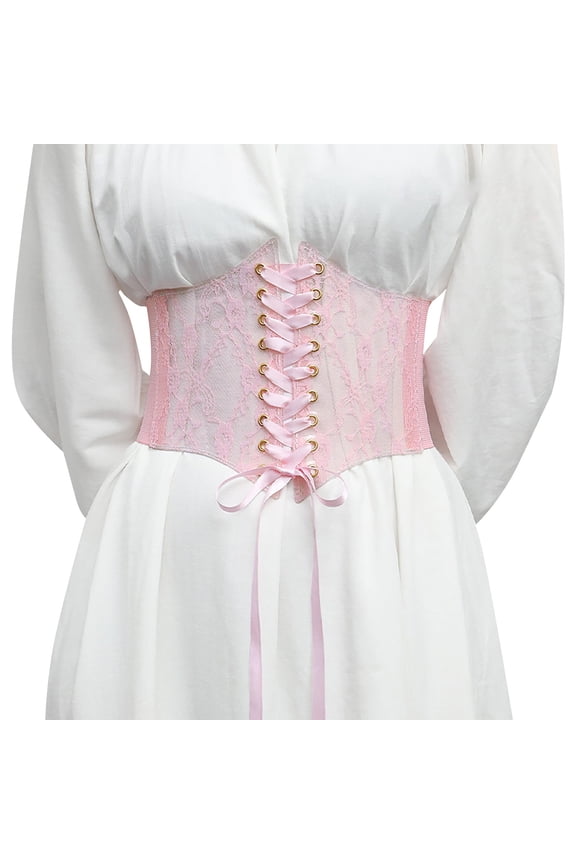 Women 's Corset Belt Tops Lace Up Waist Belt Strapless Underbust Corset Bustier Sheer Mesh Cincher Wide Belt String Belts for Men