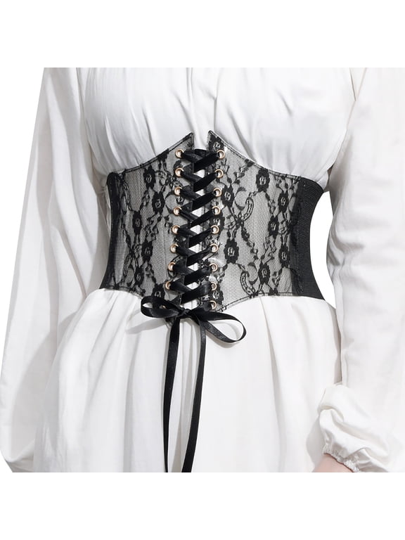 Women 's Corset Belt Tops Lace Up Waist Belt Strapless Underbust Corset Bustier Sheer Mesh Cincher Wide Belt String Belts for Men