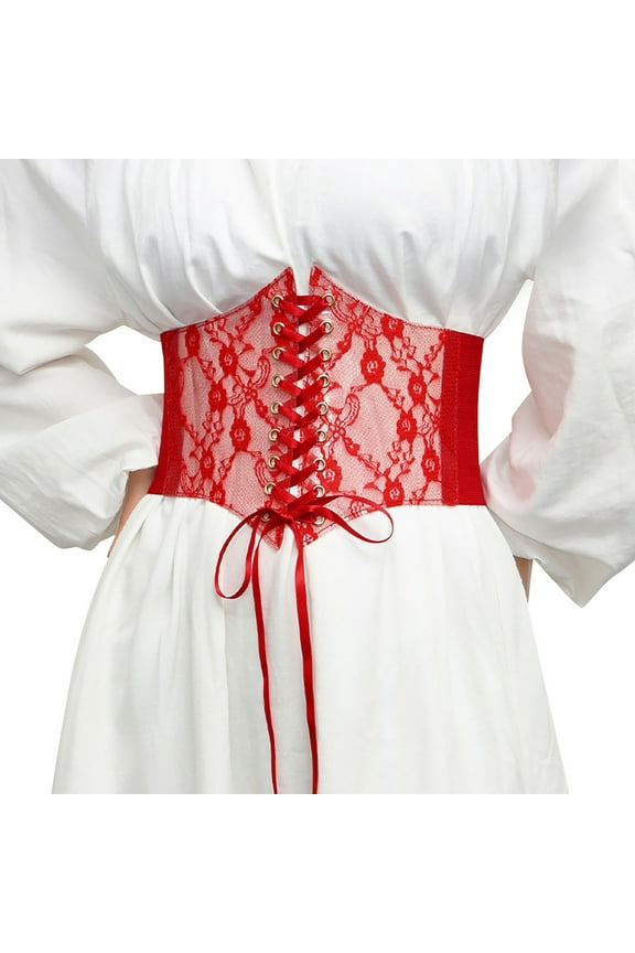 Women 's Corset Belt Tops Lace Up Waist Belt Strapless Underbust Corset Bustier Sheer Mesh Cincher Wide Belt String Belts for Men