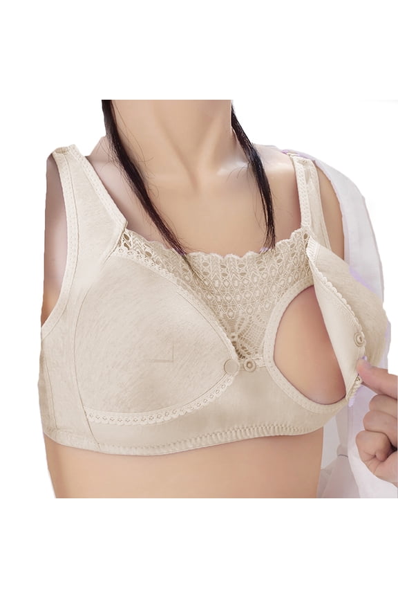 Women's Front Button Nursing Bra Exposure No Wires Push Up Top Back Bottoming No Wires Sports Bra Bras for Women 36c
