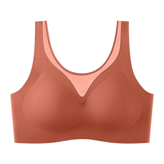 Tanghaowl Women's Front Side Buckle Lace Edge Without Steel Ring Movement Seamless Gathering Adjustment Yoga Sleep Large Bra Bras