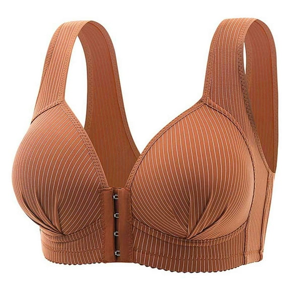 Tanghaowl Women's Front Side Buckle Lace Edge Without Steel Ring Movement Seamless Gathering Adjustment Yoga Sleep Large Bra Sports Bras Pack