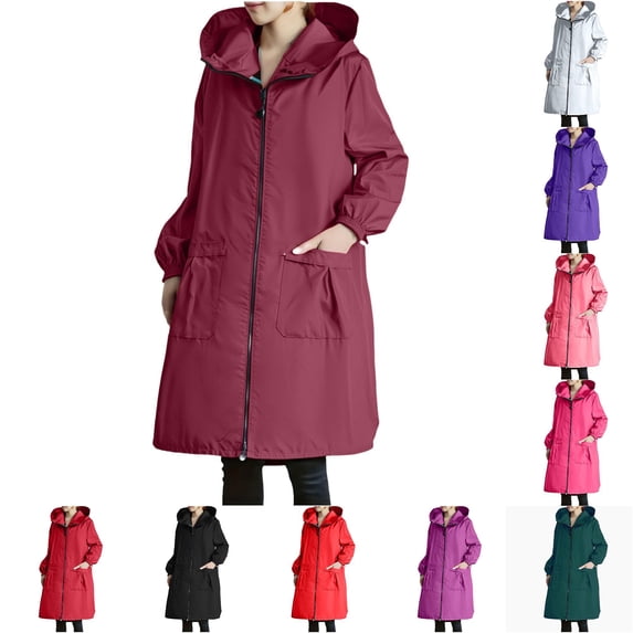 Tanghaowl Women's Lightweight Casual Jacket Outdoor Work Coat with Zip Front and Hooded Style for Spring Fall Layering Comfortable Loose Fit XXXL