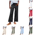 thumbnail image 1 of Tanghaowl Women's Pants, Pants Women High Waisted Flare Wide Leg Capri Work Business Casual Ankle With Pockets Black M, 1 of 9
