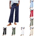 thumbnail image 1 of Tanghaowl Women's Pants, Pants Women High Waisted Flare Wide Leg Capri Work Business Casual Ankle With Pockets Blue S, 1 of 9