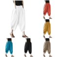 thumbnail image 1 of Tanghaowl Women's Pants, Women Casual Summer Balloon Pants Elastic Waistband Loose Fit Trousers White L, 1 of 4