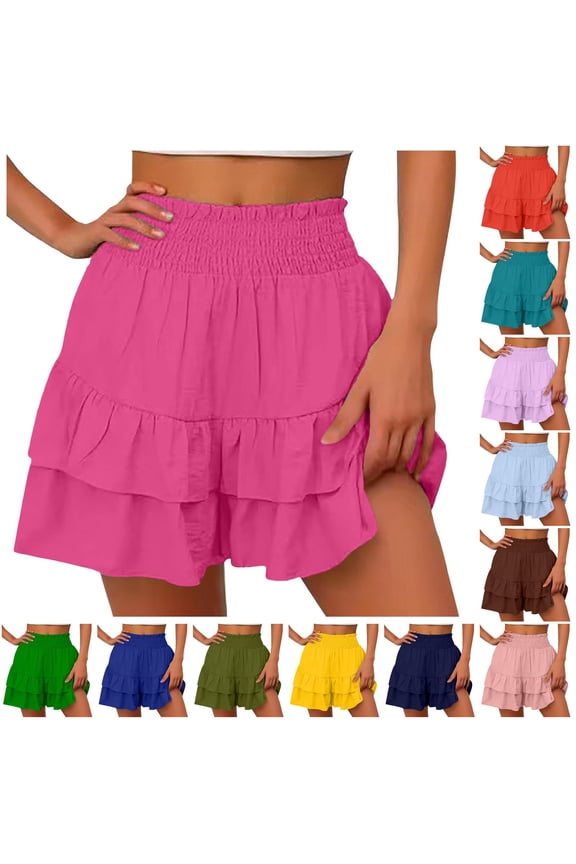 Women's Pants, Women's Casual Pants - Fashion Solid Color Wide Leg Culottes for Everyday Comfort and Versatility Red2 M