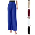 thumbnail image 1 of Tanghaowl Women's Pants, Women's Lightweight Chiffon High Elastic Waist Flowing Trousers Flared Straight Leg Wedding Culottes Blue L, 1 of 6