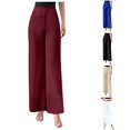 thumbnail image 1 of Tanghaowl Women's Pants, Women's Lightweight Chiffon High Elastic Waist Flowing Trousers Flared Straight Leg Wedding Culottes XL, 1 of 4