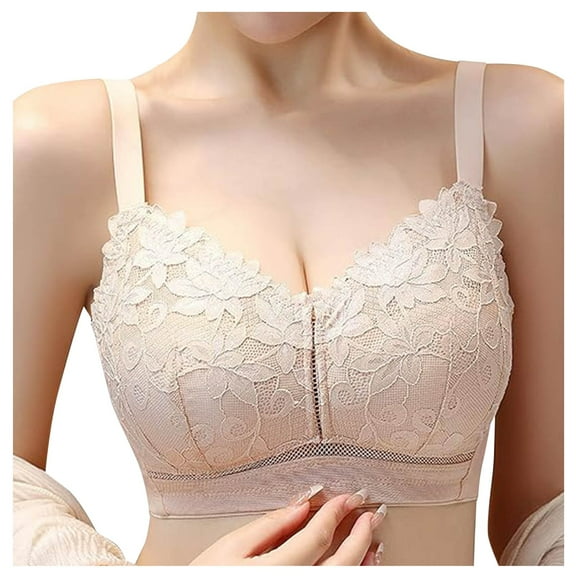 Tanghaowl Women's Plus Size Underwear Big Chest Small Sagging Thin Push Up Adjustment Bra Padded Bras for Women