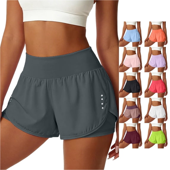 Tanghaowl Women's Shorts with Stretchy Waistband Elegant Wide Leg Short for Fitness and Tennis Spring Summer Comfy Knit Lightweight Casual Bottom Grey XS