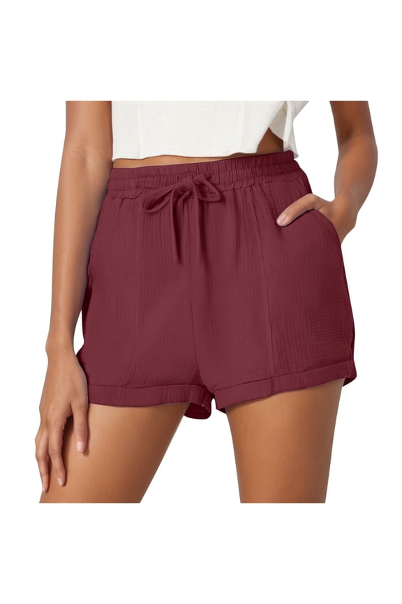 Women's Shorts, Women's Casual Beach Shorts for Women Comfortable Everyday Wear with Pockets for Resort and Holiday Use Brick Red M