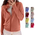 thumbnail image 1 of Tanghaowl Women's Summer Zip Up Hoodie With Mesh Sleeve Lightweight Sun Jacket Orange M, 1 of 5