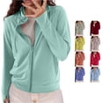 thumbnail image 1 of Tanghaowl Women's Summer Zip Up Hoodie With Mesh Sleeve Lightweight Sun Jacket Sky Blue XXL, 1 of 5