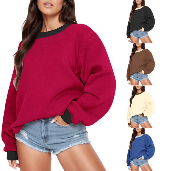 Tanghaowl Women's Sweatshirt Casual Long Sleeve Graphic Tee Shirts Crew Neck Sweatshirts Pullover Tops for Women L