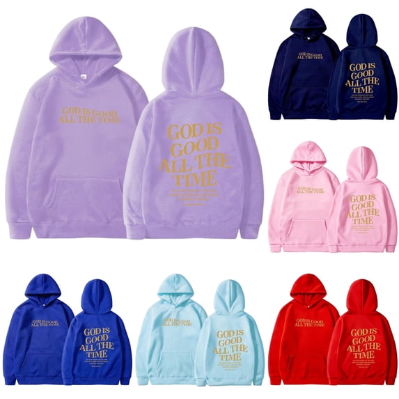 Tanghaowl Women's Sweatshirt Casual Reversible Letter Print Long Sleeve Hoodie with Pocket and Soft Breathable Material Purple XL