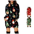 thumbnail image 1 of Tanghaowl Women's Sweatshirt Christmas Print Long Hoodie Casual Hoodie Dress for Holiday Comfort and Style Black L, 1 of 6
