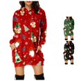 thumbnail image 1 of Tanghaowl Women's Sweatshirt Christmas Print Long Hoodie Casual Hoodie Dress for Holiday Comfort and Style Red XXL, 1 of 6