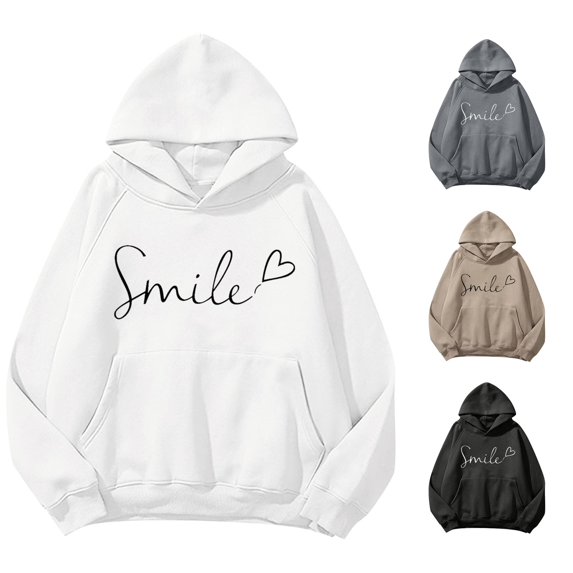 Tanghaowl Women's Sweatshirt Letter Print Hoodies Long Sleeved Hoodie and Cozy Warm Lining White XL