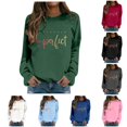 thumbnail image 1 of Tanghaowl Women's Sweatshirts Daily Home Outdoor Workout Long Sleeve O Neck T Shirt Top Solid Sweatshirt Streetwear Dark Green M, 1 of 4